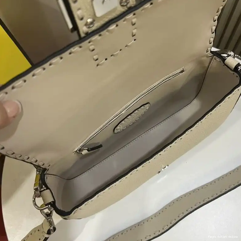 Affordable Romano Beige Bag Selleria Medium Baguette In Cuoio Fendi Leather 0630